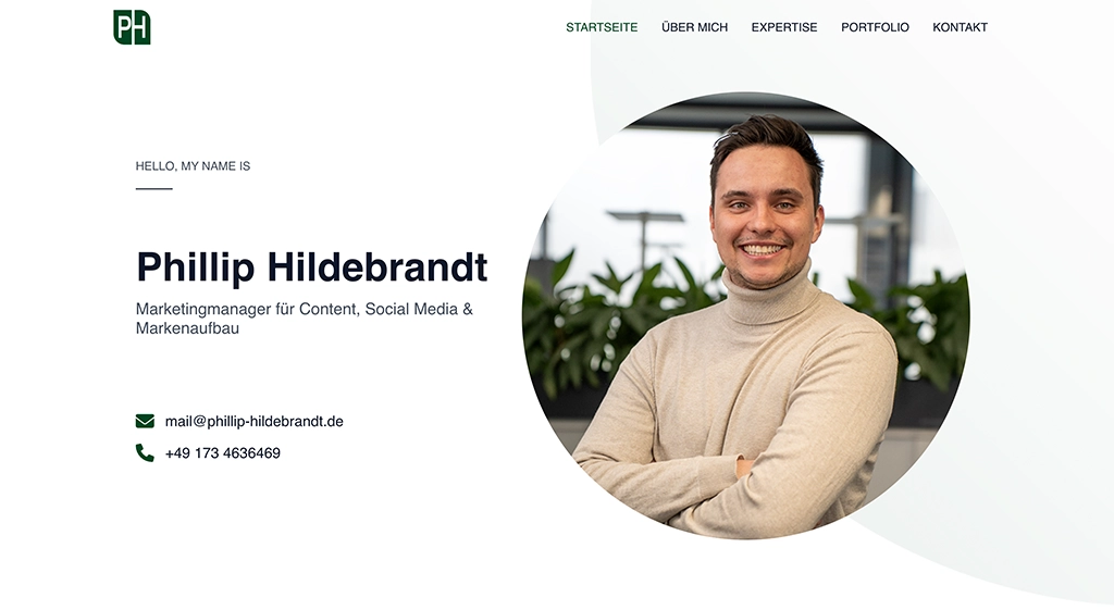 Website-Phillip Diese persönliche Portfolio Website