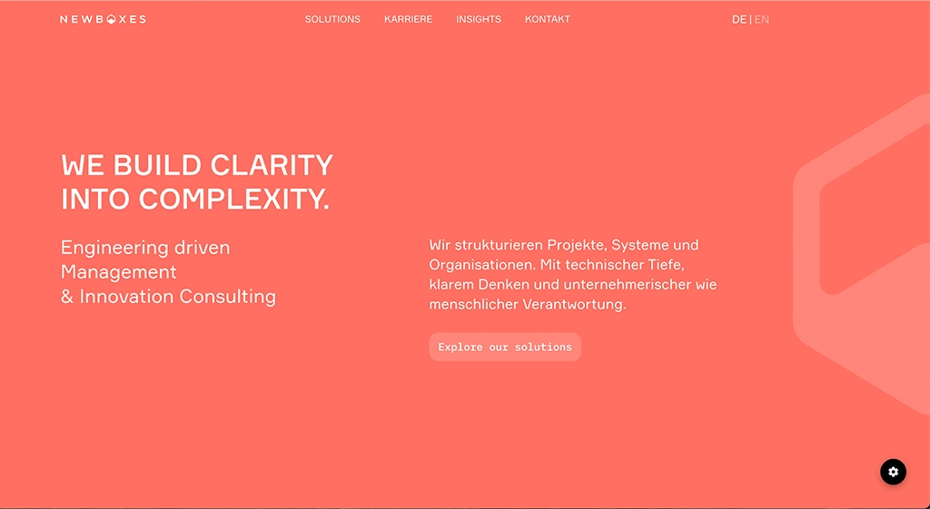 newboxes-Website Website für eine technische Unternehmensberatung